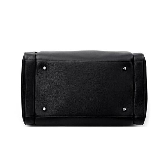 s-l1600.jpg Brandon Blackwood  Medium Duffle Bag in Black Grain Leather with Silver Hardware